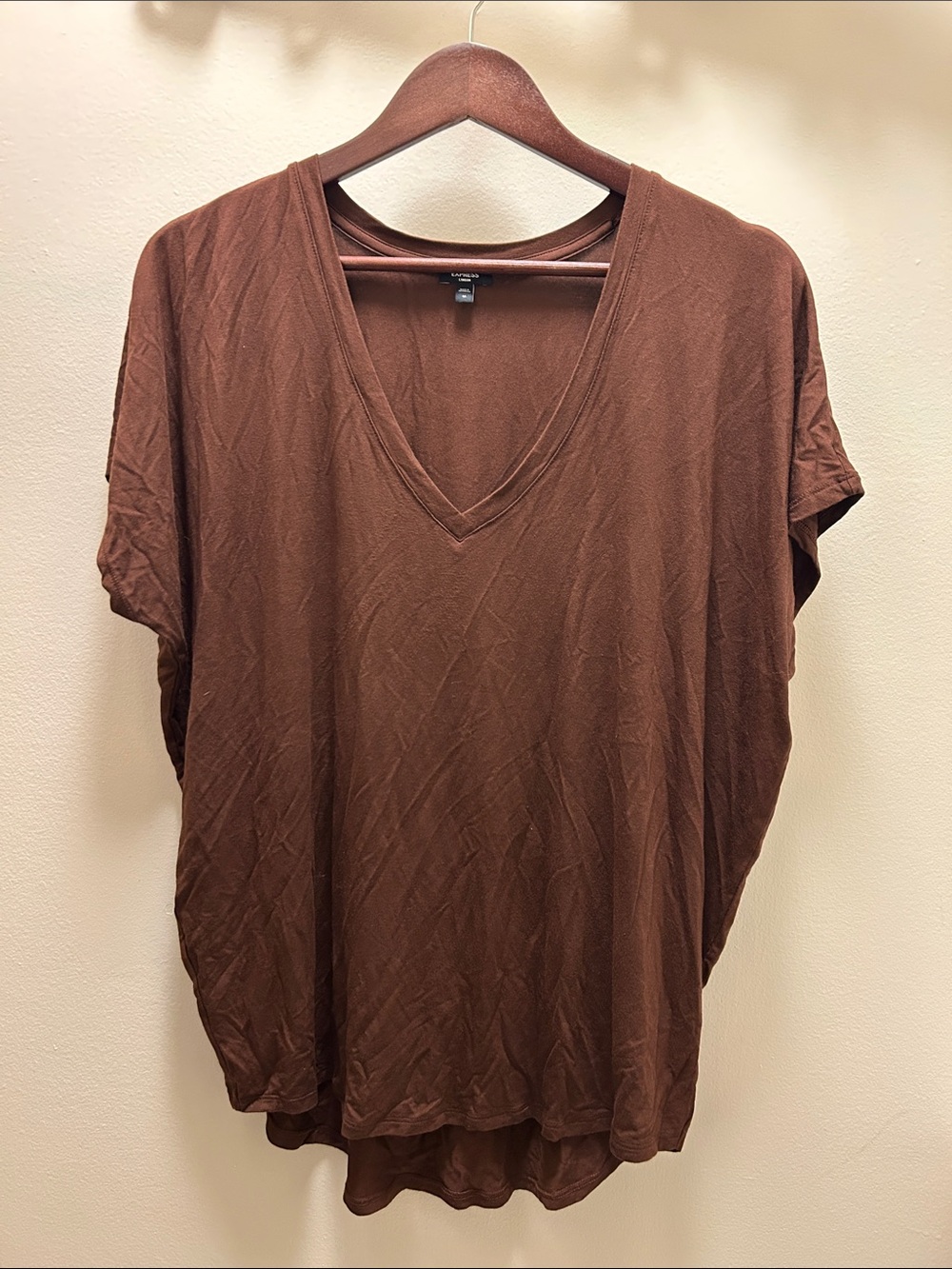 Express Brown V-Neck Relaxed Tee